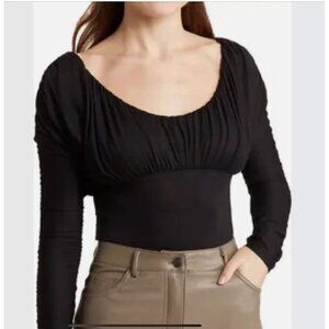 NEW Elodie Black Scoop Neck Long Sleeve Bodysuit NWT - Size XS